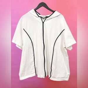 Vintage 1990s Capistrano Essentials White Black Zip-Up Hoodie T-Shirt - 2XL 3XL